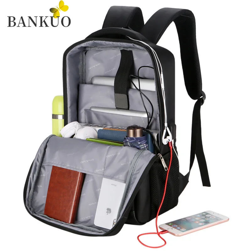 

BANKUO Business Casual School Bag Backpack Waterproof Laptop Bag Wear-resistant Anti-theft Backpack Shock-resistant C6