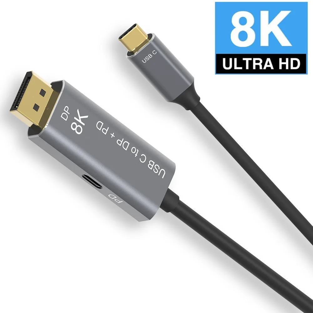 USB C DisplayPort 1 4 с кабелем адаптера скорости 8k двухрежимный Тип на DP 8K @ 60 Гц 4K 144