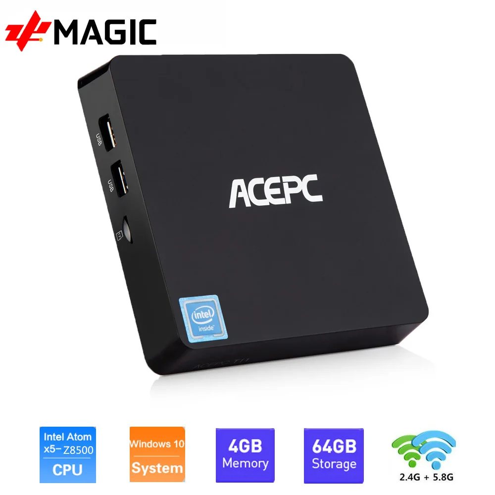 T11 Win10 Intel Atom Z8350 1 92 ГГц Linux HDMI VGA USB3.0 2 5 дюймов 4 Гб DDR3 64 HDD безвентиляторный мини ПК