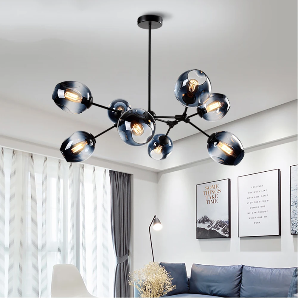 

Nordic Living Room Led Chandelier Creative Glass Molecular Lamp Personality Hotel Bar Restaurant Interior DecoLighting Fixtures