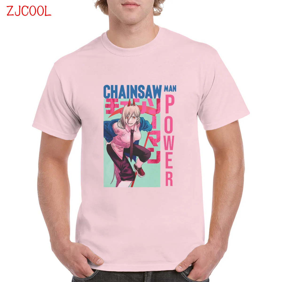 

Pink Chainsaw Man Cool Power Tshirt Aki Denji Power 100% Cotton black t shirt CSM Streetwear 3D Graphic Oversized Top Female/Man