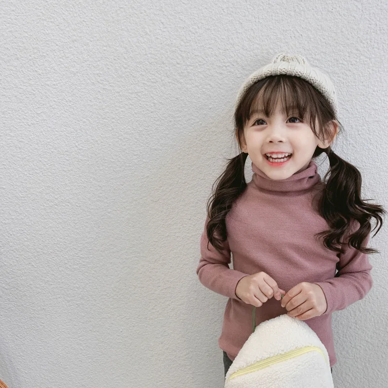 WLG/осенние свитера для мальчиков и девочек Детский Однотонный свитер с высоким