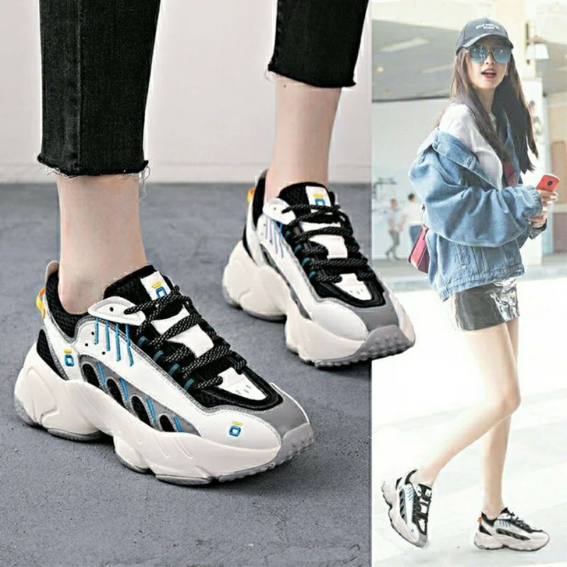

Women Chunky Sport Shoes Sneakers Vulcanized Shoes Dad Thick Soles Breathable Mesh Charming Ladies Casual Platform Footwear