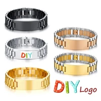 wristband id name stainless steel bracelet curved brand couple bracelets engrave diy logo message chain gift jewelry