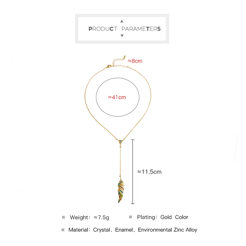 Уникальный разноцветный кристалл Смола Имитация пера листья кулон ожерелье для
