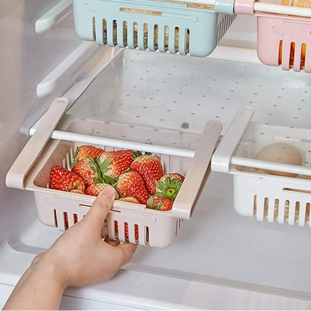 Fridge Organizer Storage Food Shelf Adjustable Pull-Out Drawer Basket Rack Kitchen Accessories | Дом и сад