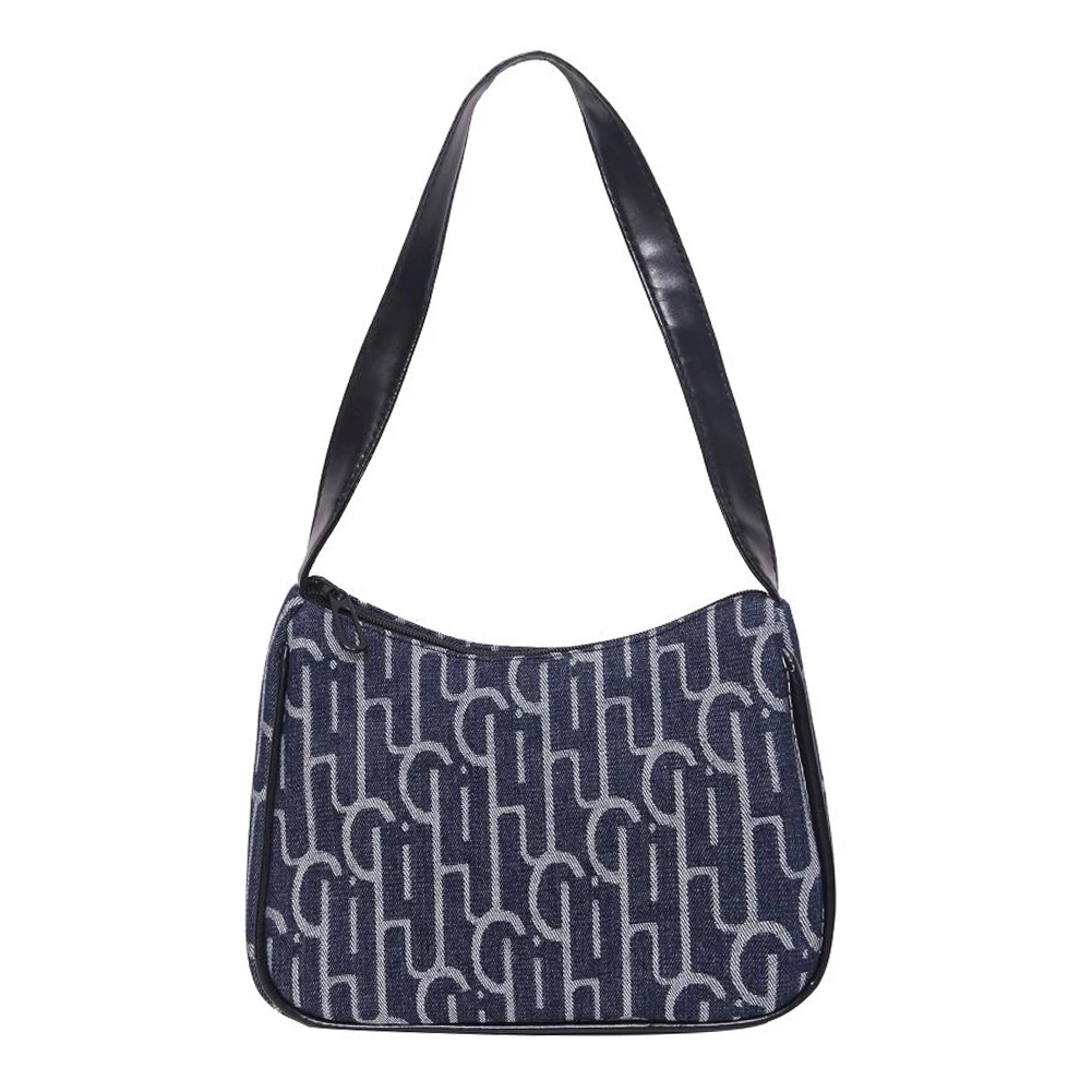 

Fashion Printed Handbag PU Shoulder Belt Female Underarm Bag Canvas Tote Purse Youth Ladies Simple Versatile Bag