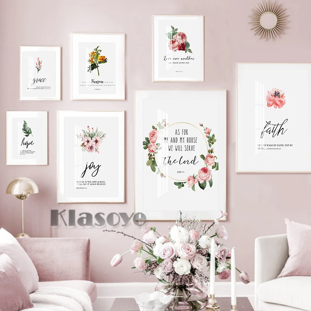 

Colorful Flower Psalm Poster Modern Scripture Printable Art Christian Wall Decor Canvas Painting Home Room Decorate Baptism Gift