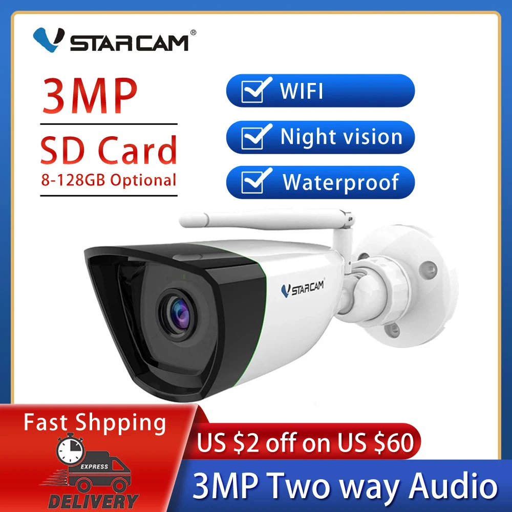 IP-камера Vstarcam 3 Мп цилиндрическая с Wi-Fi | Безопасность и защита