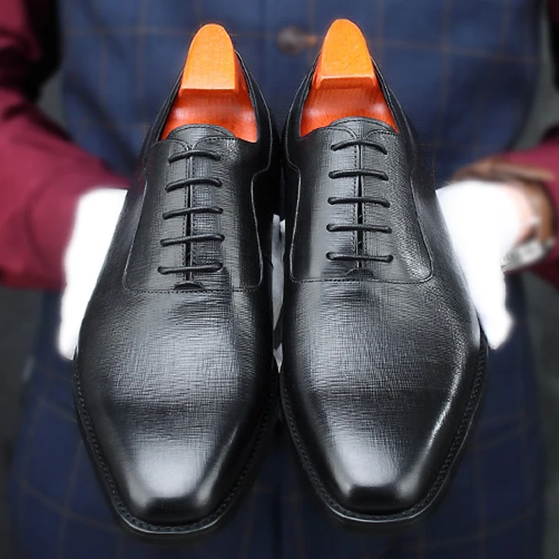 Классические мужские свадебные туфли оксфорды ручной работы из натуральной кожи