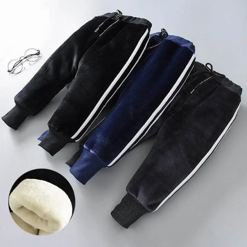 Модные Хлопковые Штаны с бархатной подкладкой для девочек зимние теплые штаны