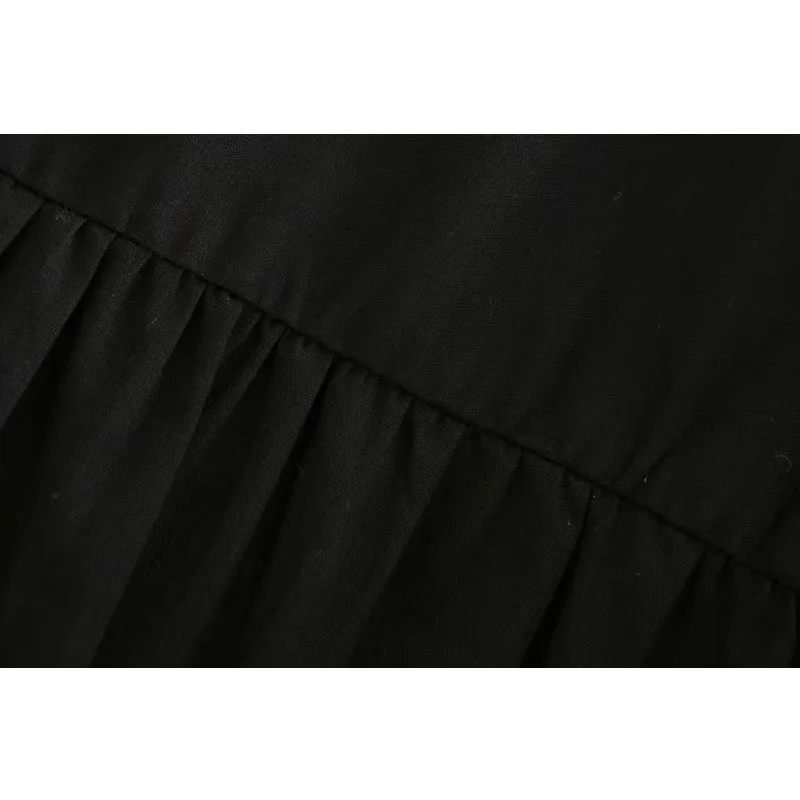 

Summer Fashionable Women's Long Shirt Fashionable Black And White Loose Long Sleeve Lapel Front Short Rear Long Loose Poplin Top