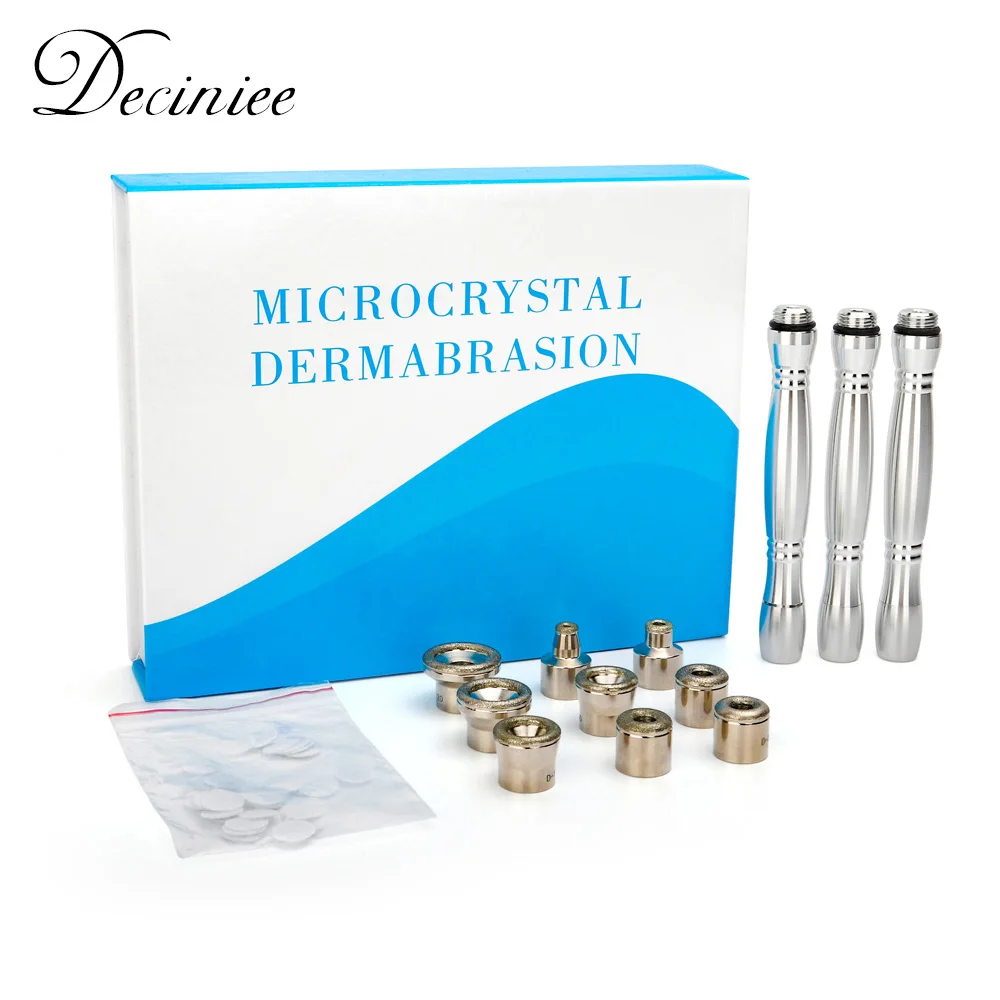 

Diamond Microdermabrasion 9 Tips 3 Wands Cotton Filter Dermabrasion Tip for Facial Skin Peeling Blackhead Remover Face Care