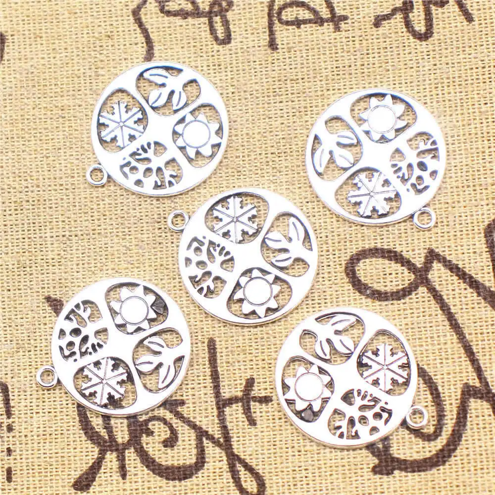 

Charms For Jewelry Making 25x28mm All Year Round Charms Antique Silver Color 3pcs