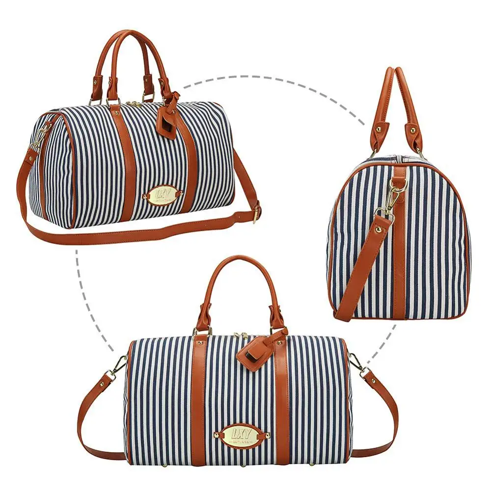 Modoker большая Женская дорожная сумка в черно белую полоску органайзер