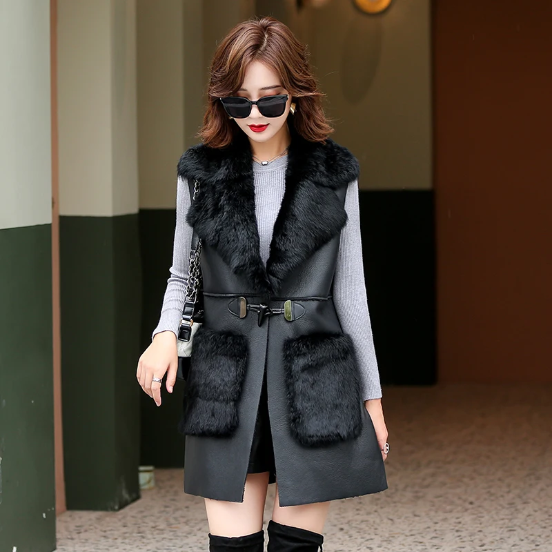 Модный зимний жилет пальто для женщин с карманами теплый размера плюс длинные