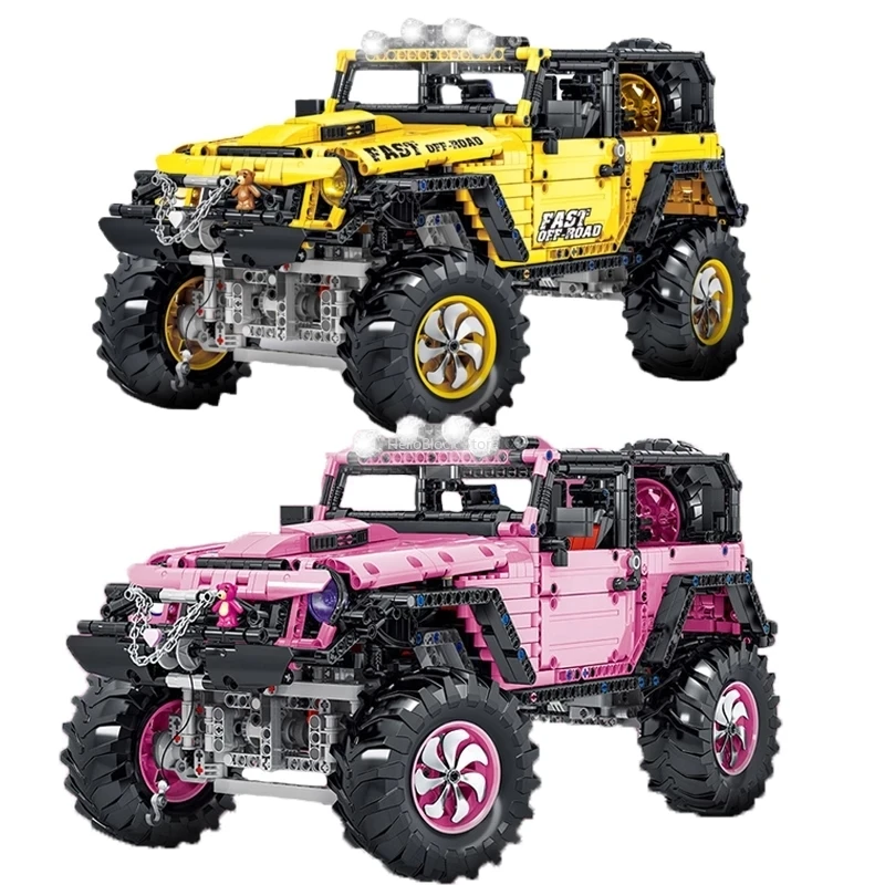 

High-tech Technical 1: 8 Pink Wrangler MOC Modular SUV Jeeped Model Building Block Bricks Kids Educational Toys Birthday Gifts