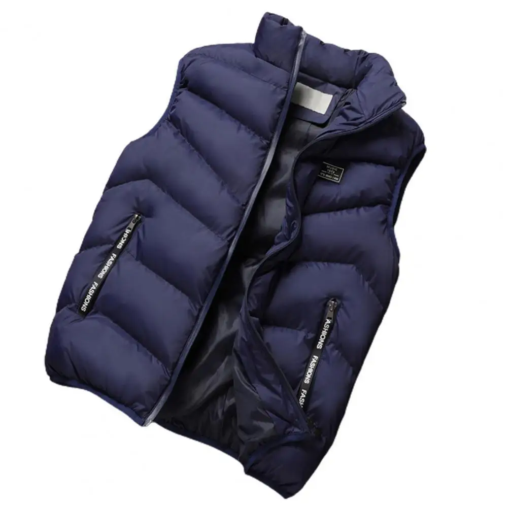

Men Vest Coat Sleeveless Cardigan Stand Collar Padded Thicken Warm Jacket Down Coat 2021 Winter Waistcoat Outwear Top