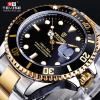 tevise 2020 color design black golden steel calendar dispaly high quality mens automatic mechanical wrist watch top brand luxury