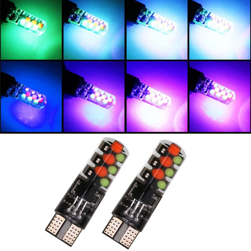 2 шт. T10 W5W светодиодный RGB пульт дистанционного управления Управление лампы 168 COB