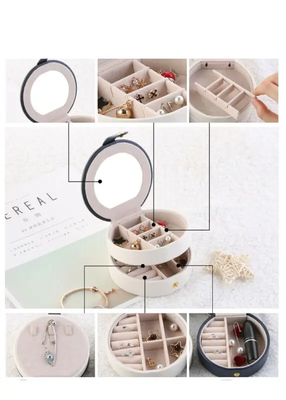Высококачественный органайзер для ювелирных изделий коробка хранения кожаный держатель футляр серег колец