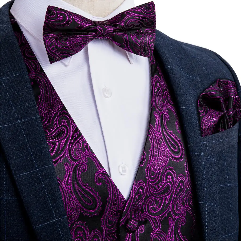 Классический мужской жилет из шелка фиолетовый для вечерние свадьбы пиджак