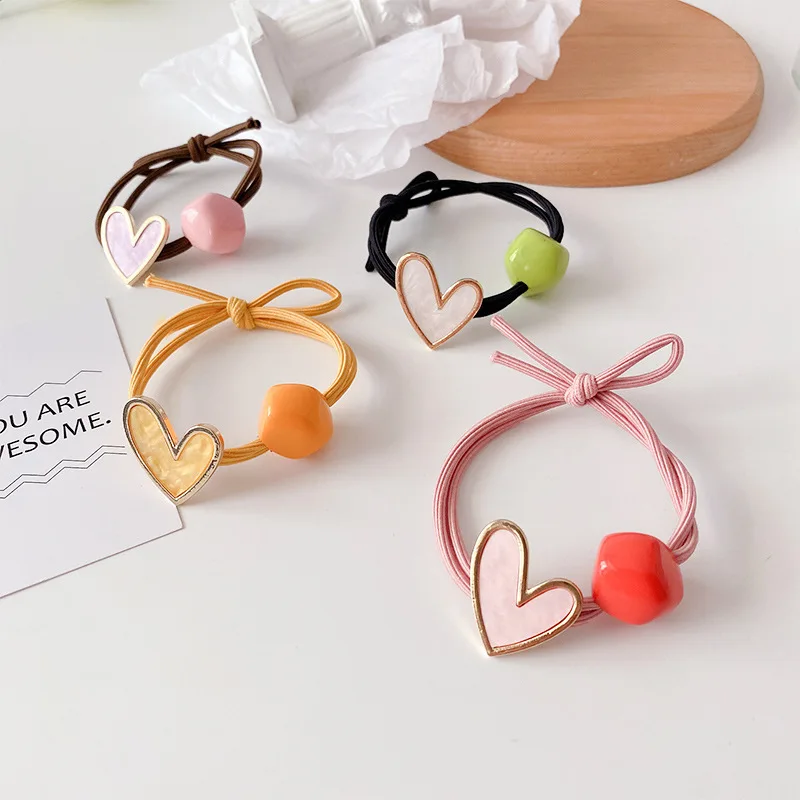 

Pink Double Layer Elastic Hair Bands for Girls High Quality Candy Colors Love Rubber Bands Gift Headwear Accessories