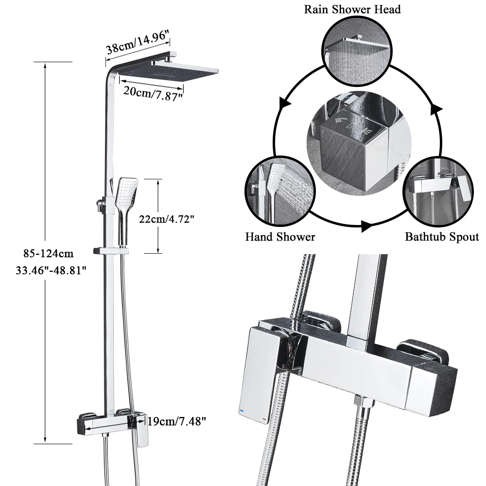 Bathroom Faucet Chrome/Black Rain Shower Head Bath Faucet Wall Mounted Bathtub Shower Mixer Tap Shower Faucet Shower Set Mixer