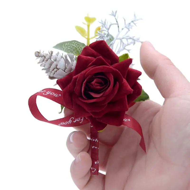 

Men Corsage Groom Brooch Flowers Boutonniere Pin Bridal Corsages Bridesmaid Wedding Flower Accessories