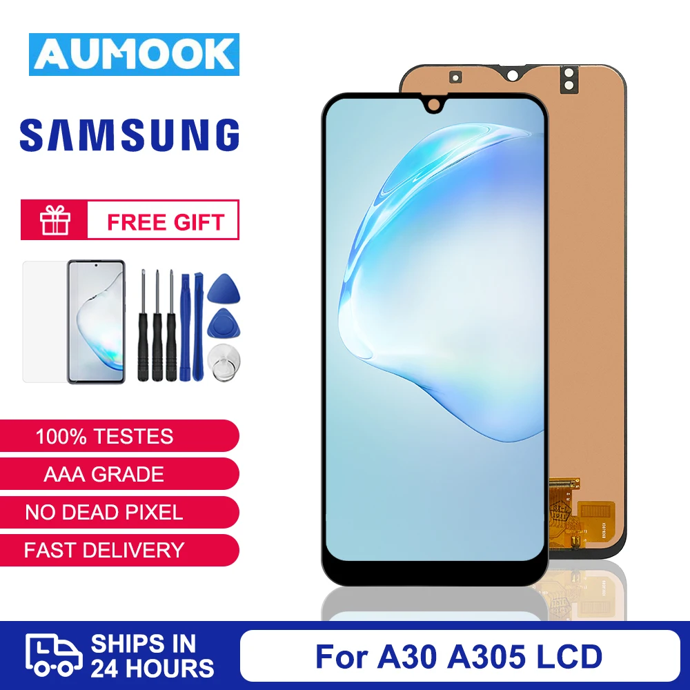 

AUMOOK 6.4'' LCD for Samsung Galaxy A30 Display Touch Screen Replacement for Samaung A305 LCD with Frame Digitizer Assembly