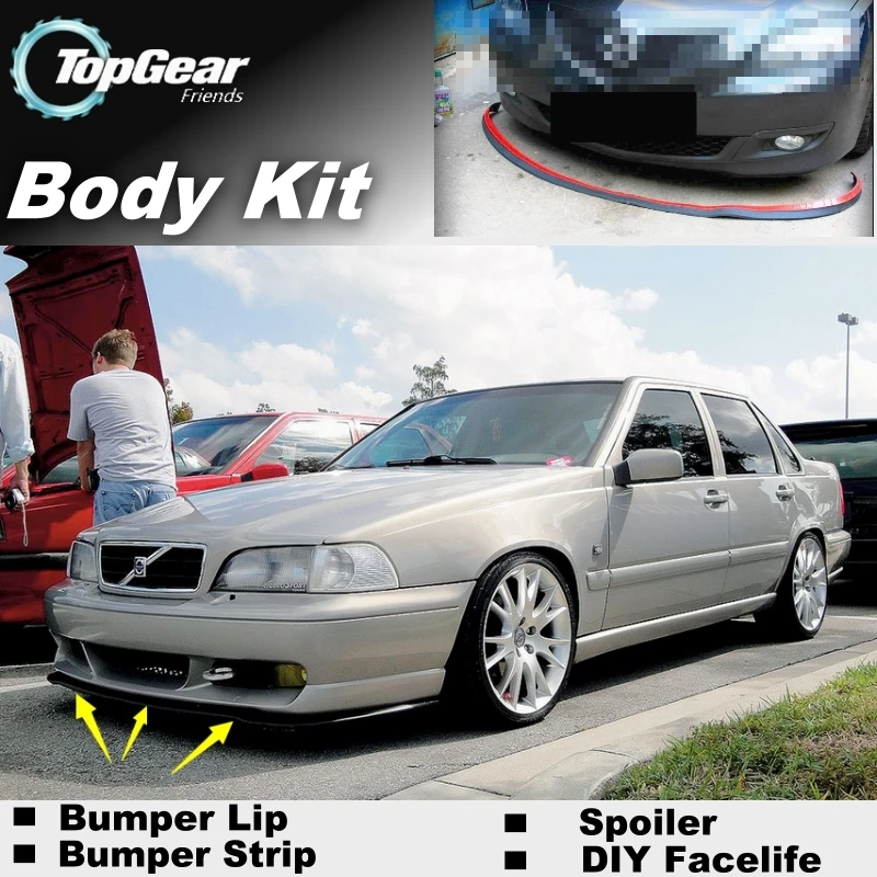Дефлектор губ бампера для Volvo S70 1996 ~ 2000 передняя юбка спойлера ДЛЯ вентиляторов