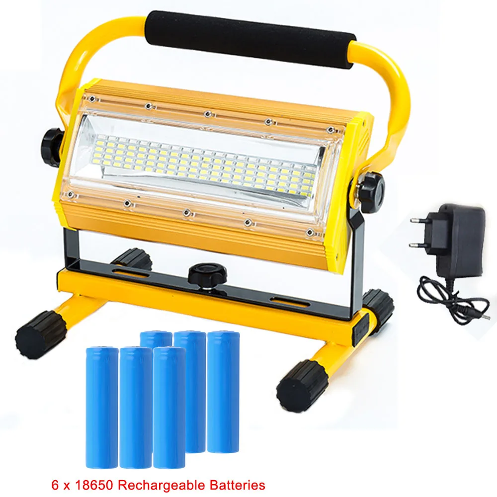 

Прожектор, 100 Вт, 3 рабочих режима, металлическая наружная внутренняя лампа с 6 перезаряжаемыми батареями