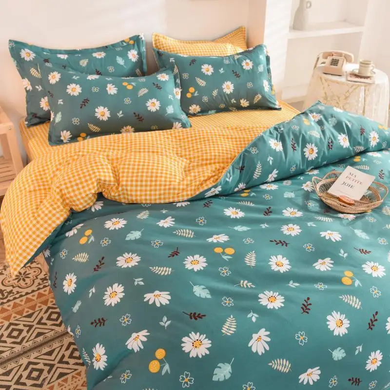 

100% skin-friendly bed 4-piece set sheet quilt cover 3-piece set bedding student dormitory bed sheet pillowcase quilt cover