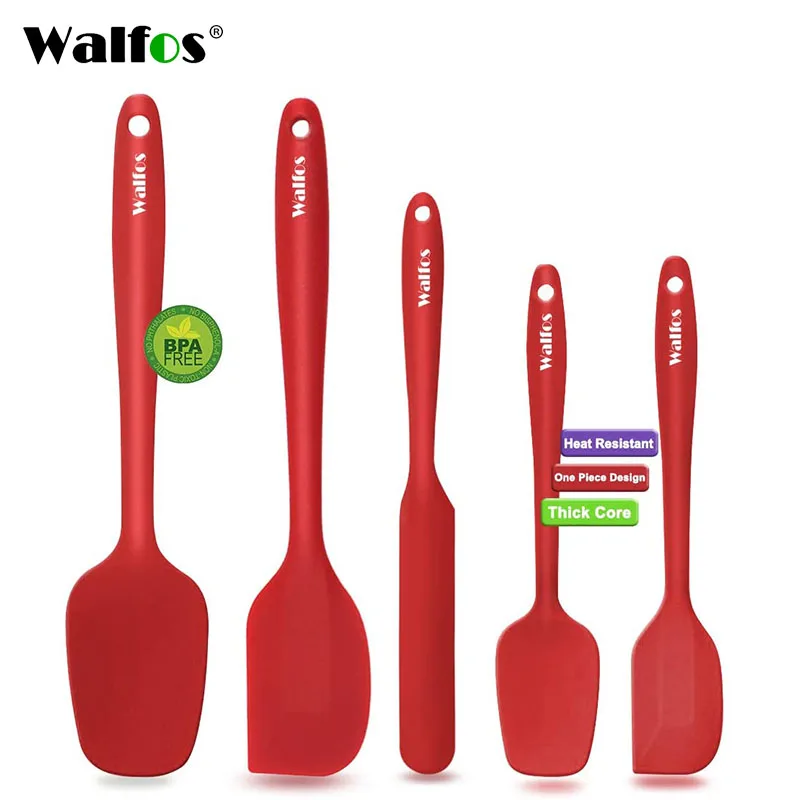 

Walfos 5PCS/Set Non-Stick Silicone Spatula Baking Pastry Heat-Resistant Silicone Spatula Kitchen Utensil Cooking Tool