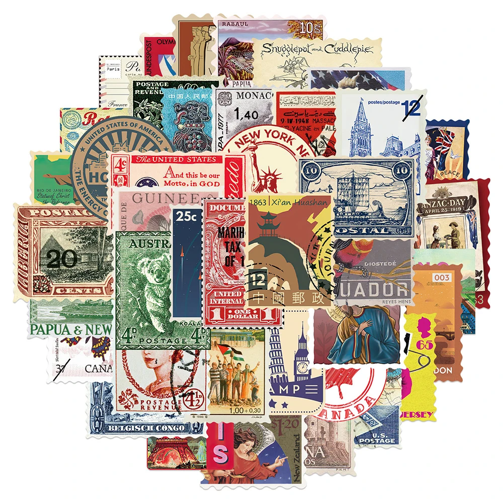 

10/30/50PCS Retro Stamp Waterproof Stickers Car Motorcycle Travel Luggage Guitar Fridge Laptop Graffiti Funny Decal Sticker Gift