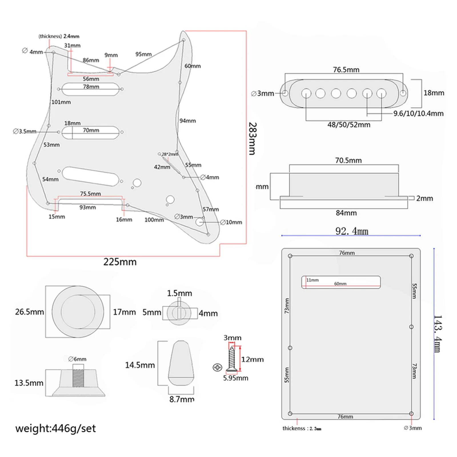

New ST SSS Pickguard Scratch Plate Pick Guard w/ accessories Guitar Loaded Prewired Pickguard for Modern ST Guitar Replacement