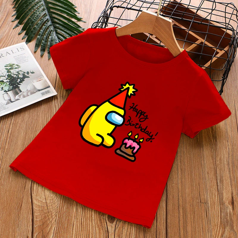 

2021 New Game in Our Amidst Cartoon Kids T-Shirt Summer Boy Clothing 3-14T Fashion T-Shirt Girls top Boys round collar T-Shirt