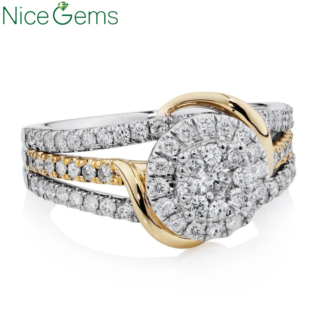 NiceGems 14 к желтое золото и белое муассани для лабораторного выращивания