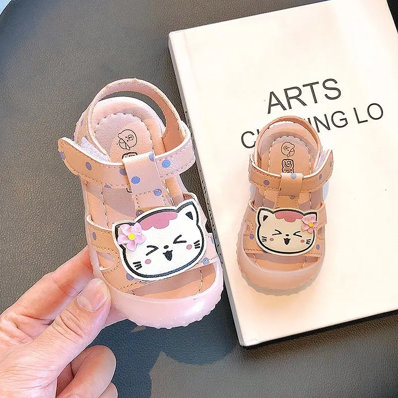 

Cute Soft Sole Anti-collision Velcro Baby Toddler Girls Kitten Sandals Cartoon Anti-skid 0-3 Years Old Kids Shoes T21N03LS-47