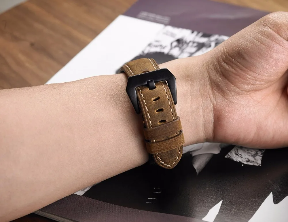 Ремешок из натуральной кожи для huawei gt 2 amazfit bip классический браслет Samsung Gear sport S3