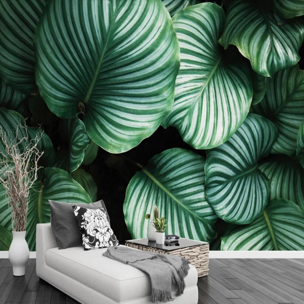 Пользовательские 3D Обои фреска зеленый лист Сельский Стиль Современный