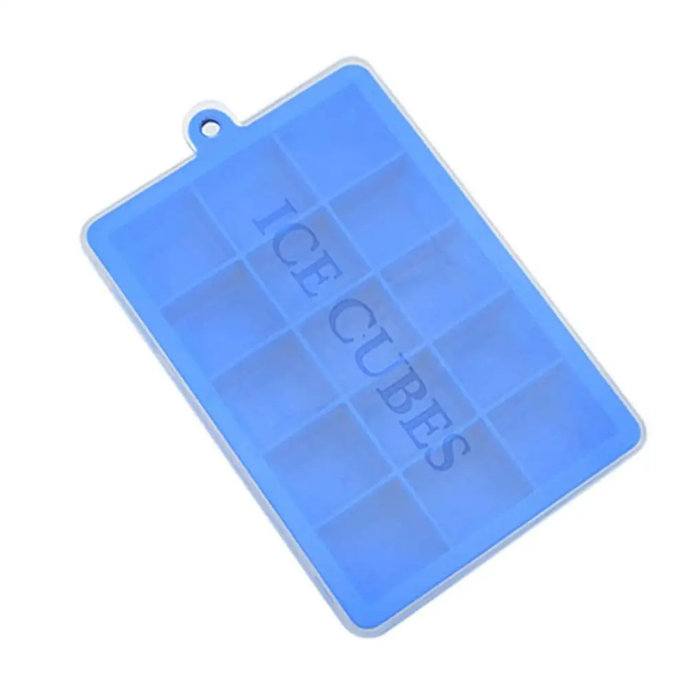 15-Grid Dark Blue 15/24 сетка силиконовая форма для льда лоток с крышкой, нескользящий лед Tong, льда производитель кубиков фруктового льда, аксессуары для кухни с барной стойкой - Цвет: 15-Grid Dark Blue