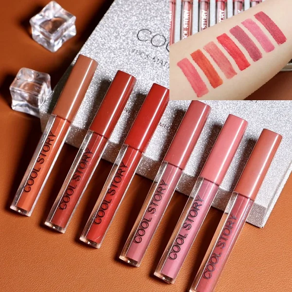 

Набор матовых жидких помад, натуральный антипригарный стойкий бальзам для губ в тюбике, косметический набор, блеск для губ, женский макияж ...