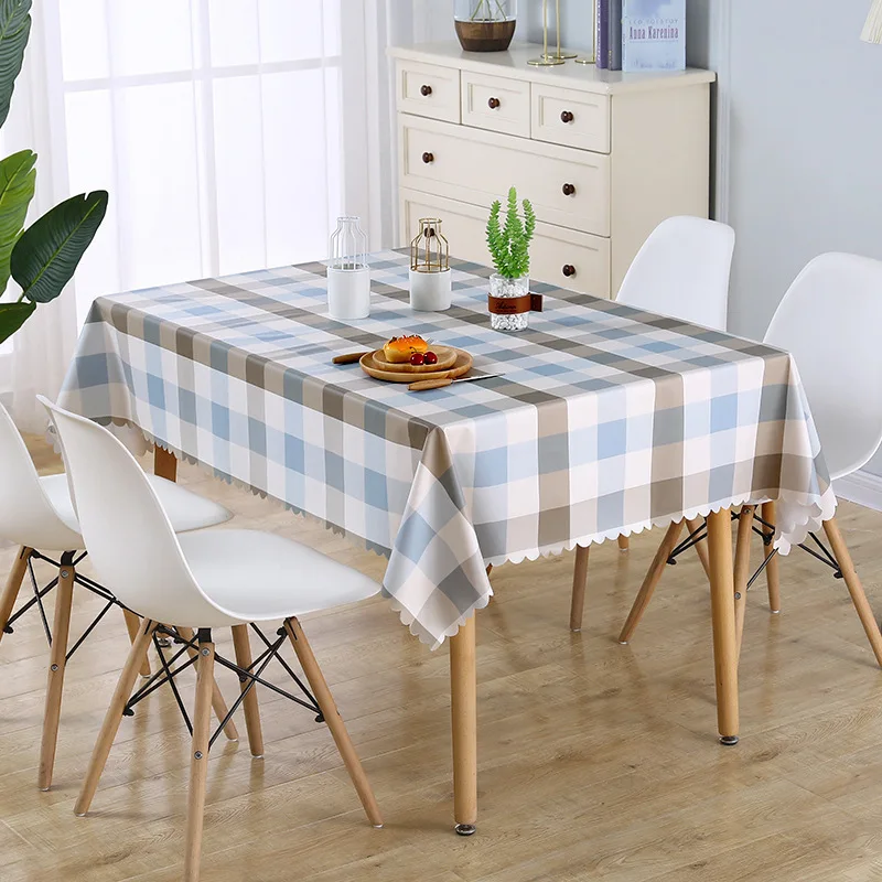 

Plaid Rectangle Round Table Cloth PVC Waterproof Oilproof Dining Kitchen Coffee Tablecloth Cuisine Party Table Cover Decor