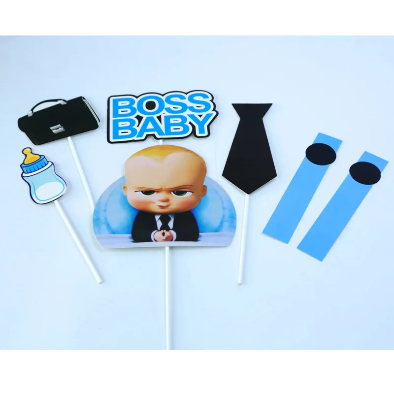 Baby Bottle Tie Briefcase Material Package Baking Boss Suit Bow Topper Kids Favor Birthday Shower Party Cake Decor | Дом и сад