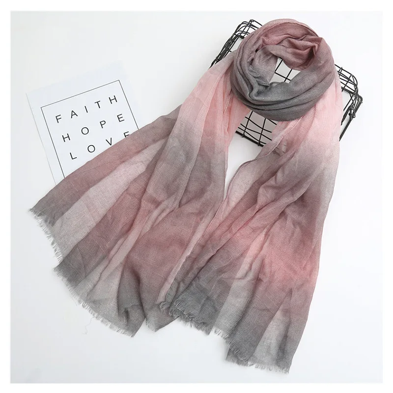 

Summer thin gradient color scarf travel holiday sunshade shawl dual-use Muslim headscarf hollow mesh scarf