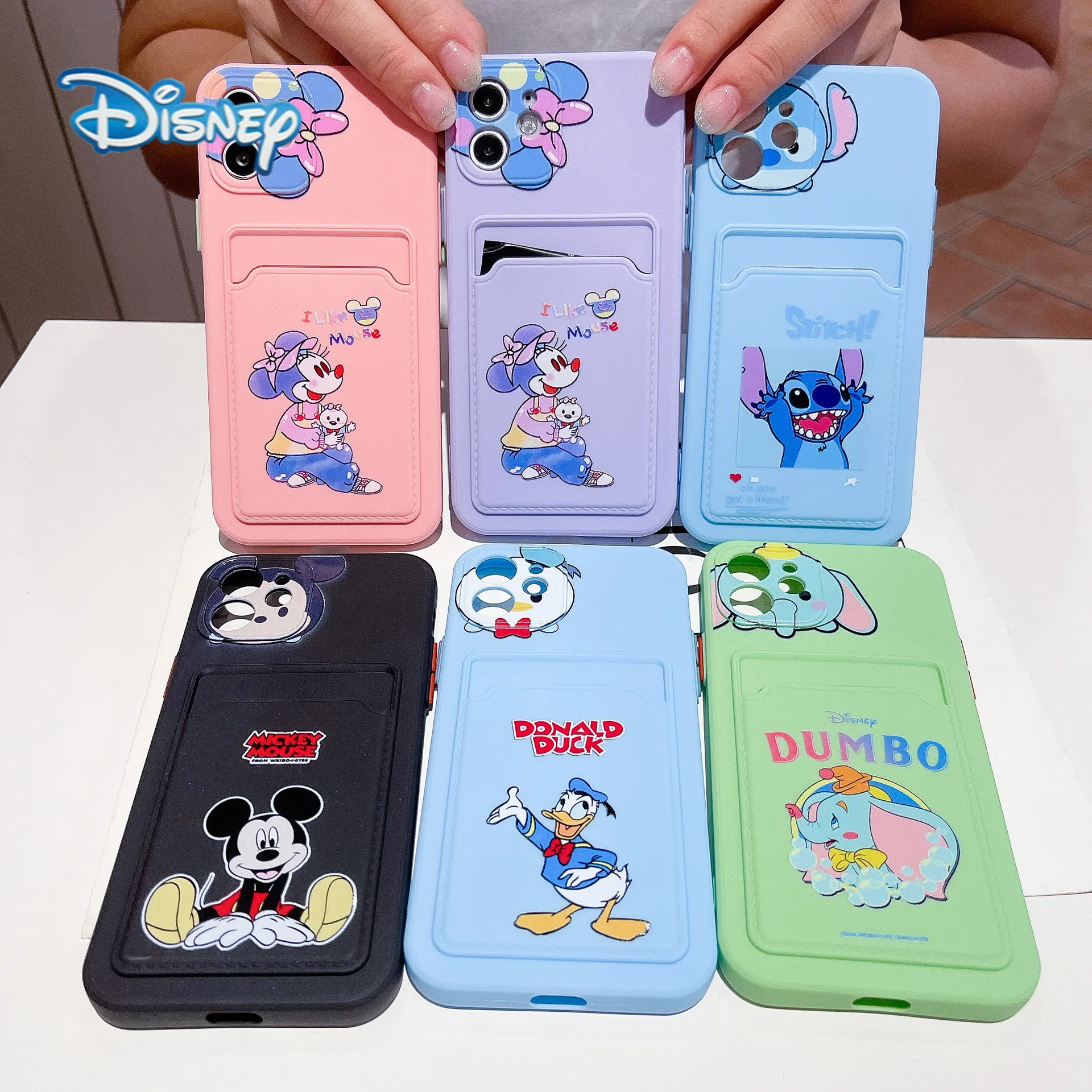 

Disney Cartoon Stitch Mobile Phone case with Card Package for iPhone 12 11 Pro Max Mini X XR 7 8 Plus SE Couples Cute Cover