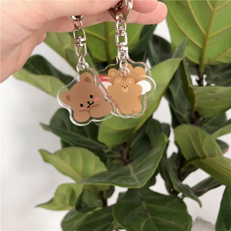 Корейское Ins мультяшное милое Медвежонок акриловое кольцо для ключей наушники
