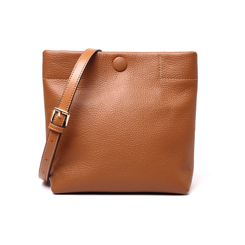 

Leather Bag Retro Women Messenger Bag Soft Leather Bucket Handbag Fashion Brand Design Versatile Simple Casual Small Bag