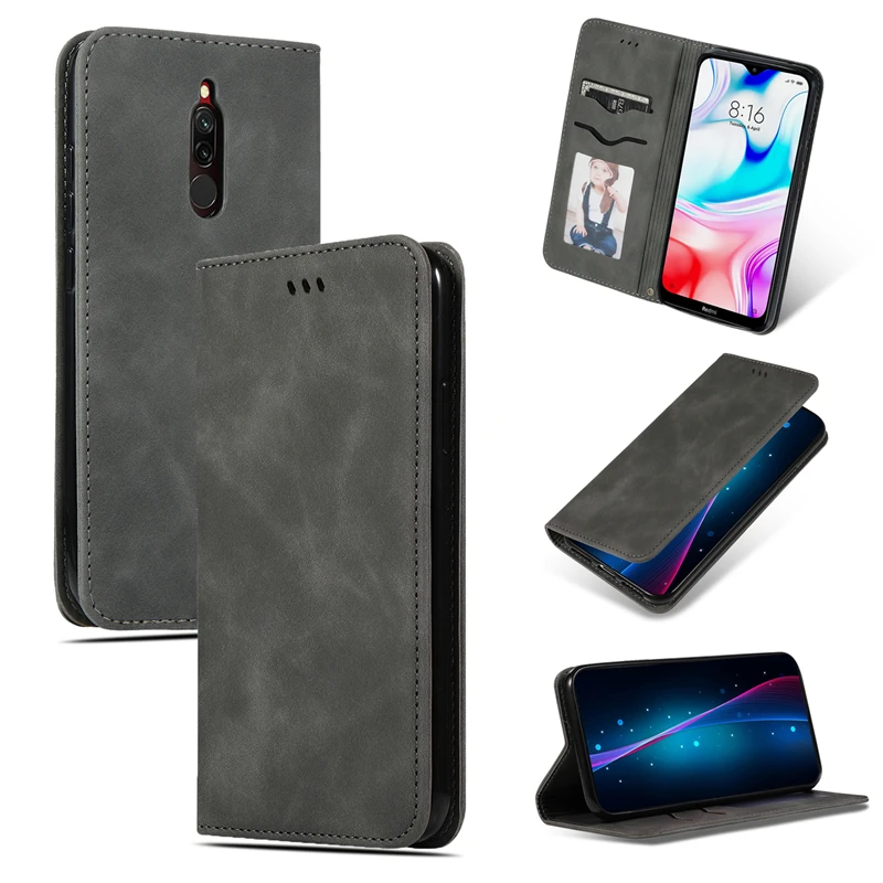 Чехол для телефона Xiaomi Redmi 8A чехол книжка с бумажником ретро кожаный в деловом